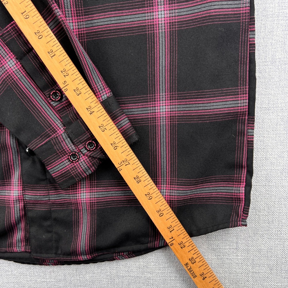 Dixxon Flannel Limited Edition Plaid Pearl Snap Shirt Men Medium Black Pink - Picture 10 of 12